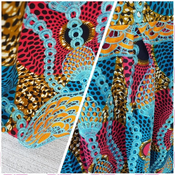 Embroidered African Prints Dress - Picture 3 of 6